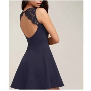 Lulus XS Skater Open Back Mini Dress Fit And Flare Little Black Dress Flirty